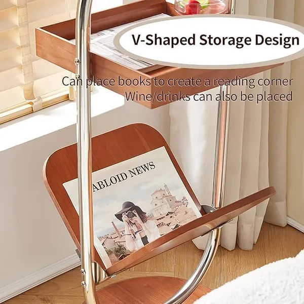 Metal_And_Wood_Brown_Side_Table_With_Magazine_Rack