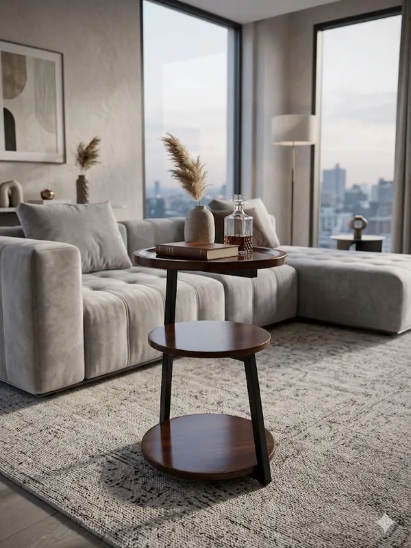 Mango_Wood_Iron_Modern_Round_Bedside_Table