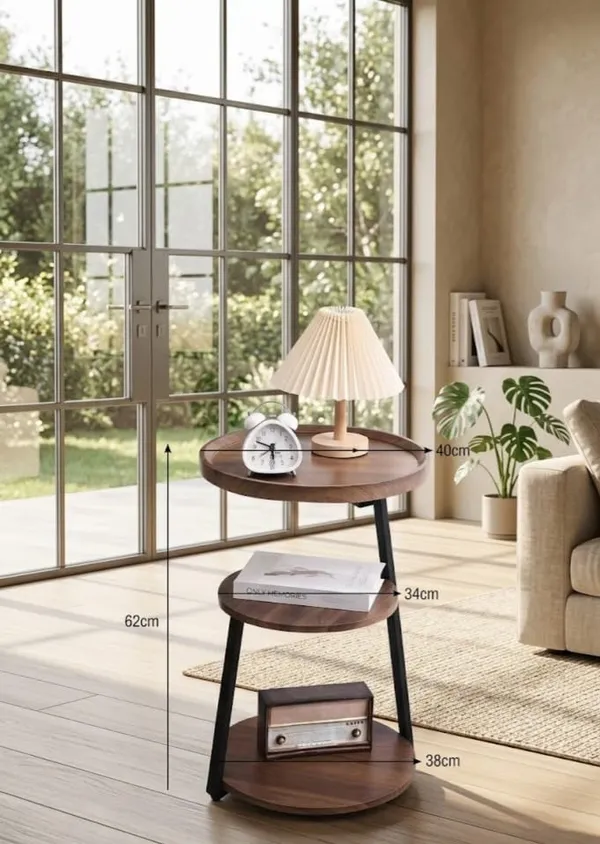 Mango_Wood_Iron_Modern_Round_Bedside_Table