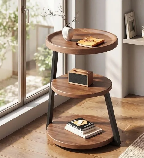 Mango_Wood_Iron_Modern_Round_Bedside_Table