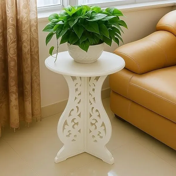 Mdf_White_Decorative_Flower_Pot_Plant_Stand