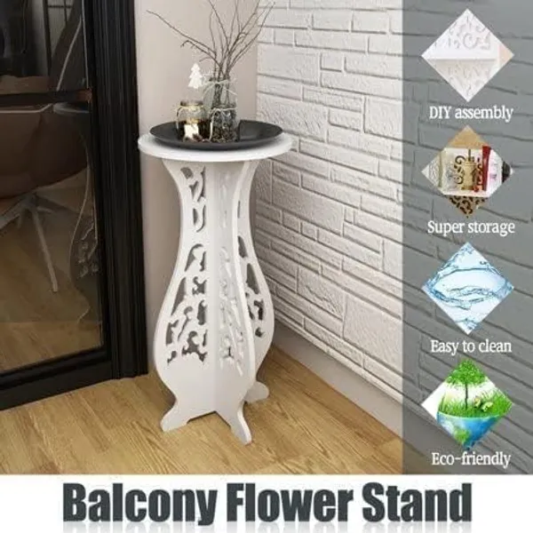 Mdf_White_Decorative_Flower_Pot_Plant_Stand