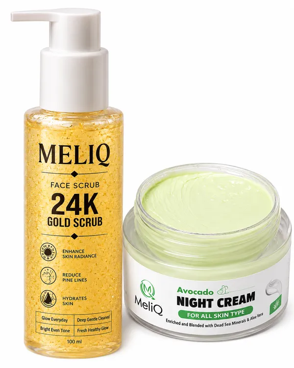 Meliq_Avocado_Night_Brightening_Face_Cream_with_24k_Gold_Scrub_Facewash_For_Dark_Spots_and_Pigmentation_Treatment,_Sulphate-Free_(Night_cream-1_+_facewash-1)