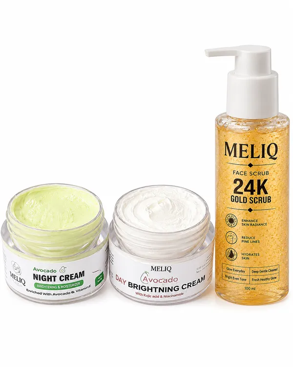 Meliq_Premium_Avocado_Day_+_Night_Brightning_with_24K_Gold_Scrub_Facewash,_Dark_Spots_and_Pigmentation_Treatment,_Sulphate-Free_(Day_+_Night_+_Gold_Facewash)