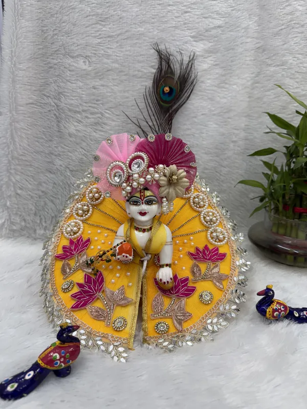 Yellow_with_lotus_flower_Premium_Poshak