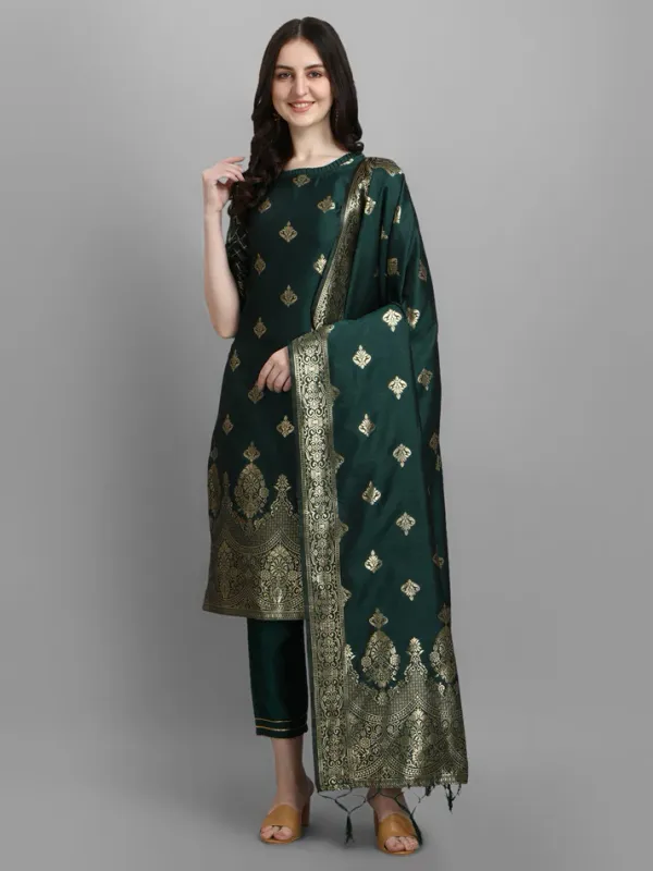 Green_Cotton_Silk_Kurta_Pant_Set_With_Banarasi_Silk_Dupatta_For_Women