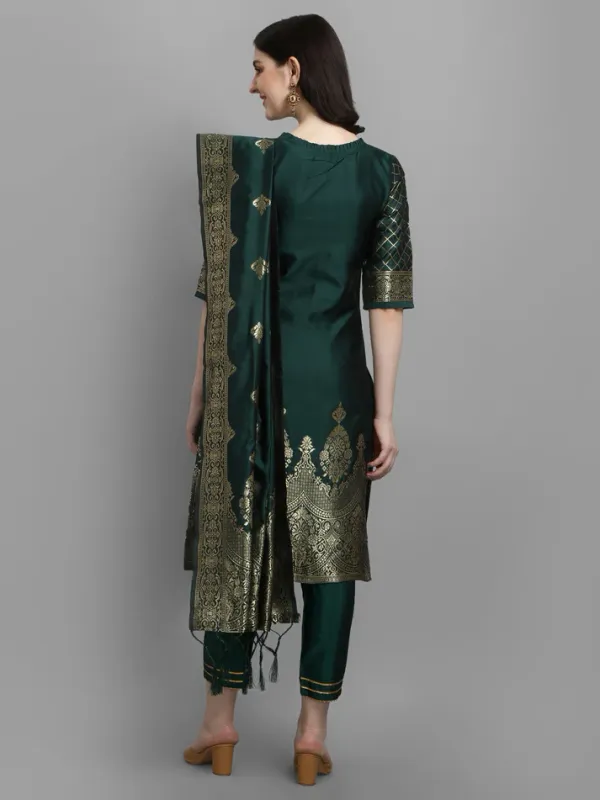 Green_Cotton_Silk_Kurta_Pant_Set_With_Banarasi_Silk_Dupatta_For_Women