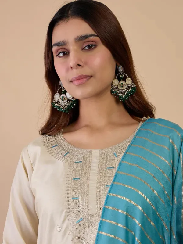 Off_White_Zora_Silk_Straight_Kurta_Pant_Set_With_Chanderi_Striped_Dupatta_For_Women