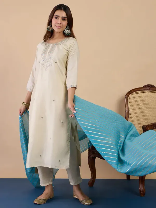 Off_White_Zora_Silk_Straight_Kurta_Pant_Set_With_Chanderi_Striped_Dupatta_For_Women