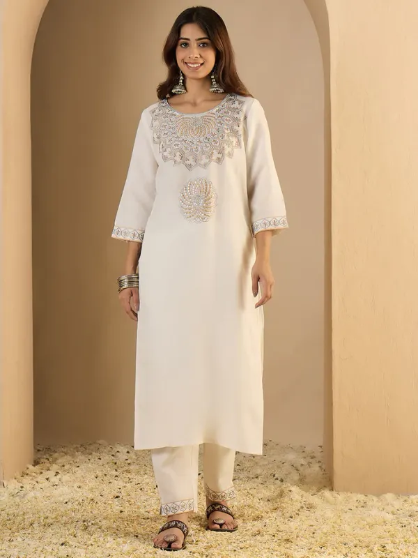 White_Cotton_Embroidered_Kurta_Pant_Set_With_Chanderi_Dupatta_For_Women