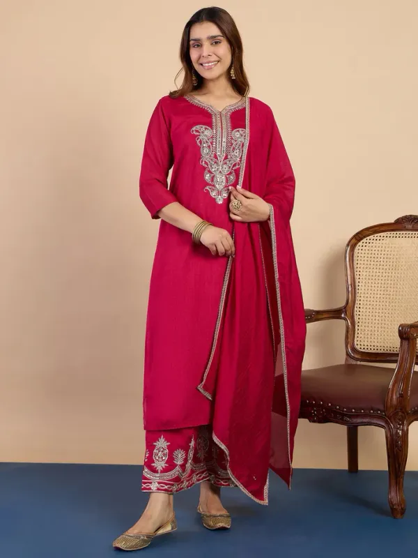 Pink_Viscose_Silk_Embroidered_Kurta_Pant_Set_With_Silk_Dupatta_For_Women