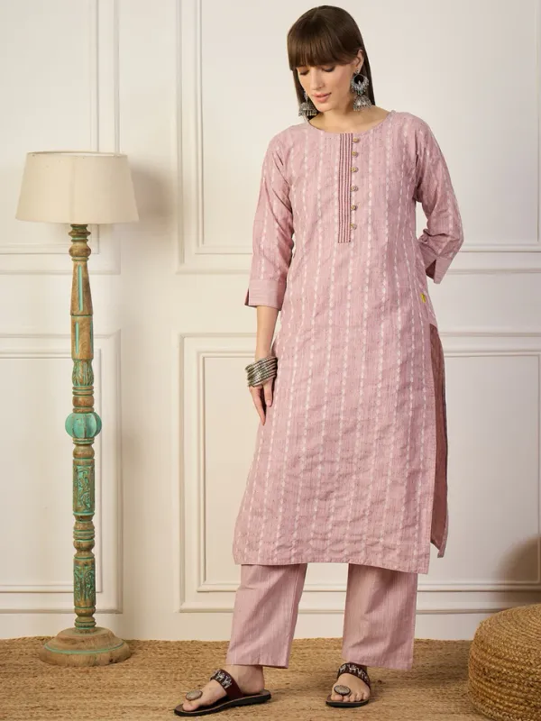Light_Pink_Cotton_Printed_Kurta_Pant_Set_With_Kota_Doriya_Dupatta_For_Women