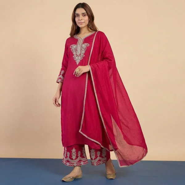 Pink_Viscose_Silk_Embroidered_Kurta_Pant_Set_With_Silk_Dupatta_For_Women