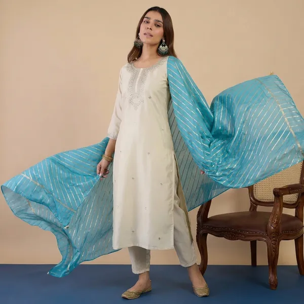 Off_White_Zora_Silk_Straight_Kurta_Pant_Set_With_Chanderi_Striped_Dupatta_For_Women