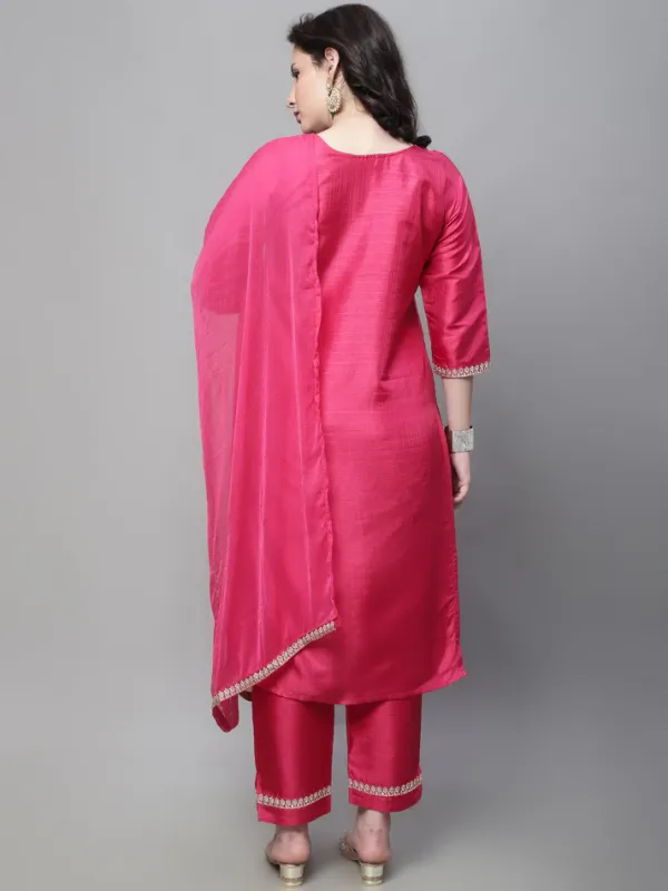 Pink_Silk_Nyra_Cut_Kurta_Trouser_Set_With_Dupatta_For_Women