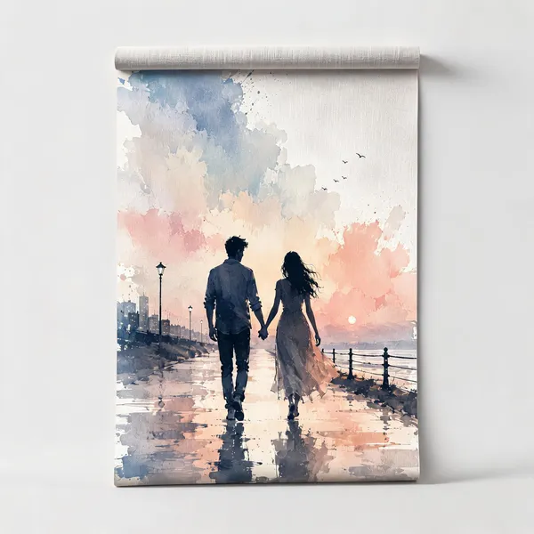 Watercolor_Romantic_Couple_Sunset_Wall_Art