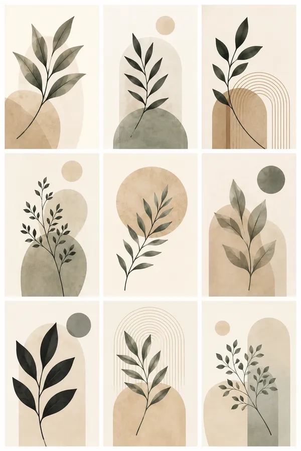 Botanical_Abstract_Nine_Piece_Wall_Art_Set