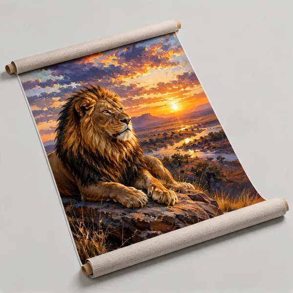 Wildlife_Sunset_Lion_Wall_Art