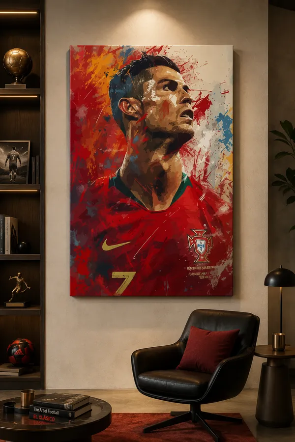 Football_Player_Portrait_Red_Wall_Art