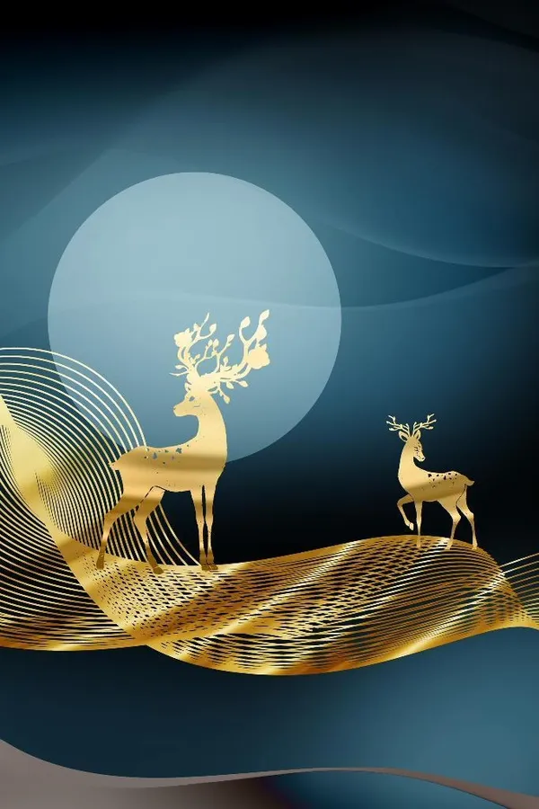Blue_Artistic_Deer_Print_Curtain
