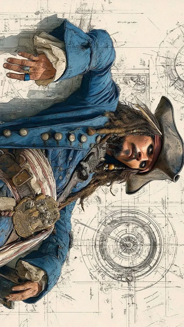 Blue_Steampunk_Pirate_Blueprint_Wall_Art