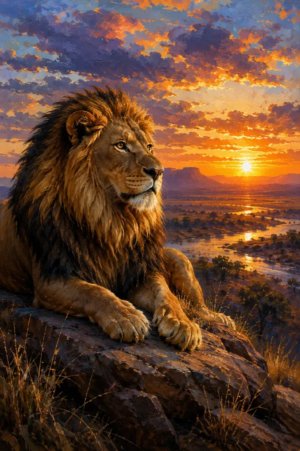 Wildlife_Sunset_Lion_Wall_Art