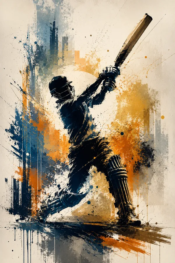 Abstract_Cricket_Player_Wall_Art_Poster