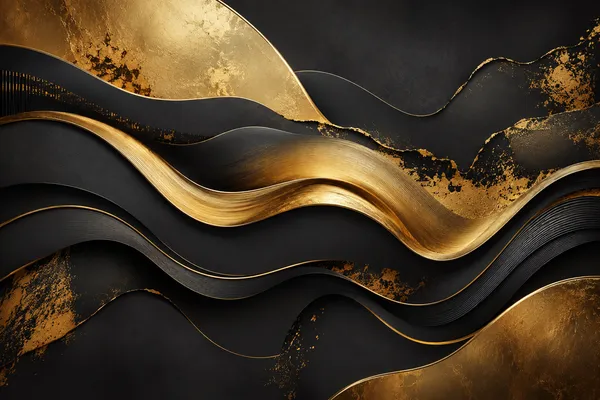 Abstract_Black_Gold_Wave_Wall_Art
