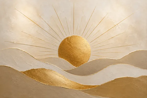 Abstract_Golden_Sun_Wave_Wall_Art