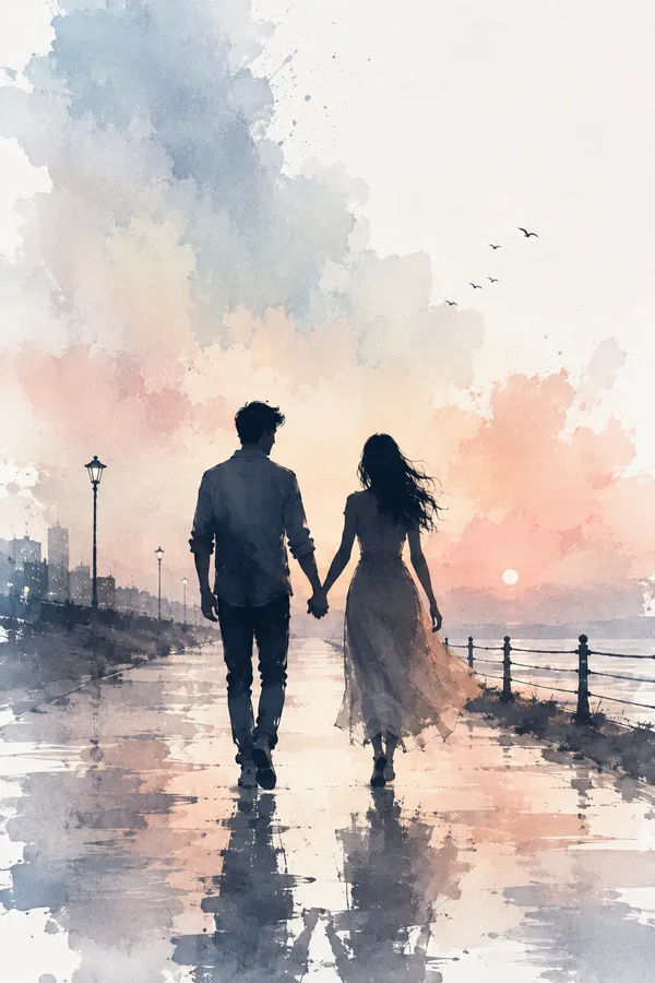 Watercolor_Romantic_Couple_Sunset_Wall_Art