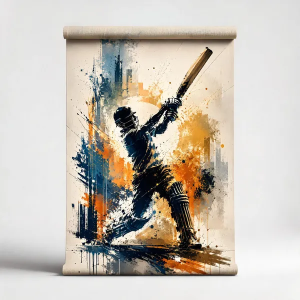 Abstract_Cricket_Player_Wall_Art_Poster
