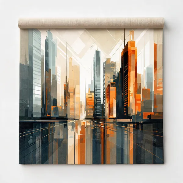Abstract_Orange_And_Grey_Cityscape_Wall_Art