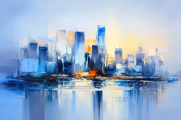 Abstract_Blue_Cityscape_Wall_Art