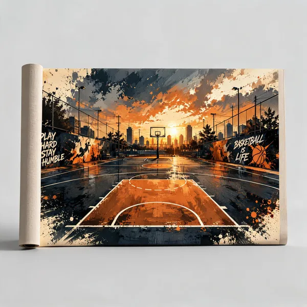 Basketball_Court_Sunset_Wall_Art