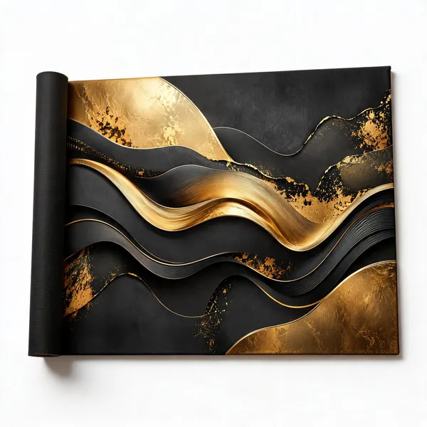 Abstract_Black_Gold_Wave_Wall_Art