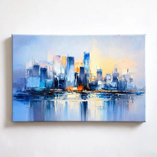 Abstract_Blue_Cityscape_Wall_Art