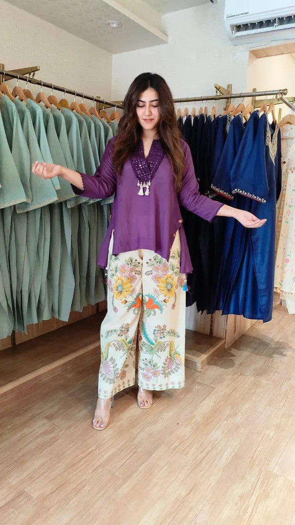 Purple_Embroidered_Co-ord_Set_With_Floral_Print__Set_For_Women