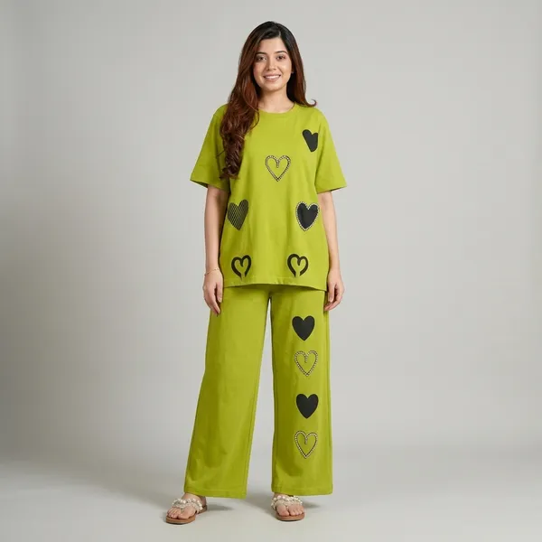 Lime_Green_Cotton_Heart_Print_Relaxed_Fit_Co-Ord_Set_For_Women