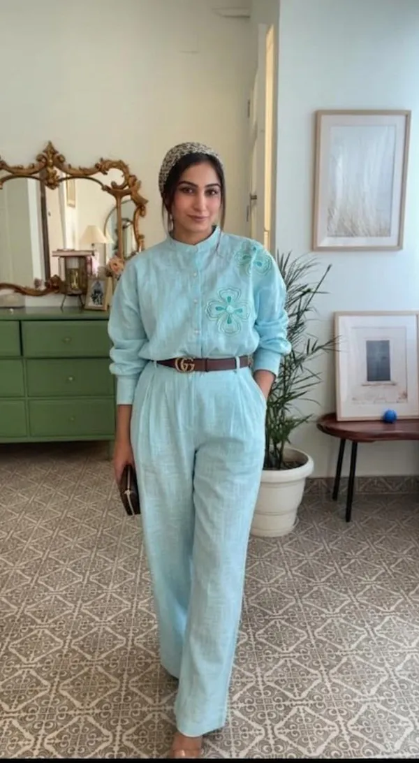 Light_Blue_Embroidered_Linen_Oversize_Fit_Co-Ord_Set_For_Women