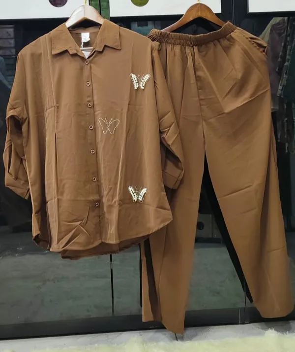 Brown_Korean_Pearl_Butterfly_Shirt_And_Pant_Lounge_Set_For_Women
