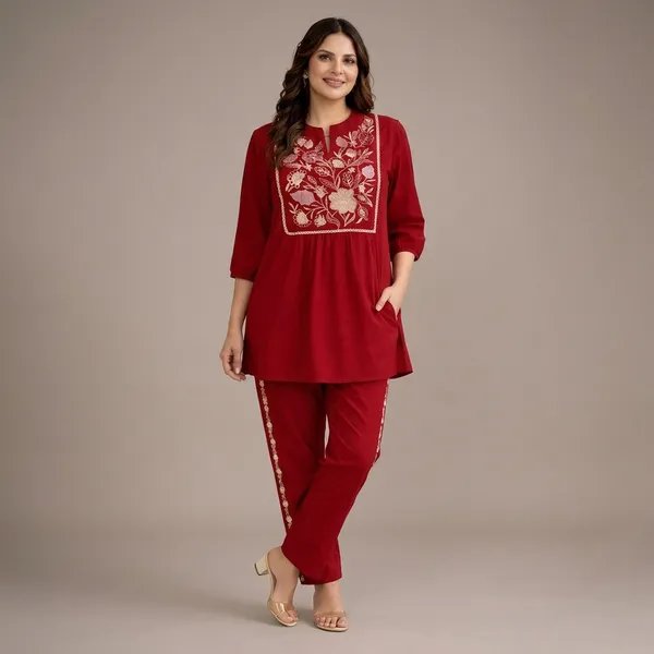 Red_Embroidered_Floral_Co-ord_Set_For_Women