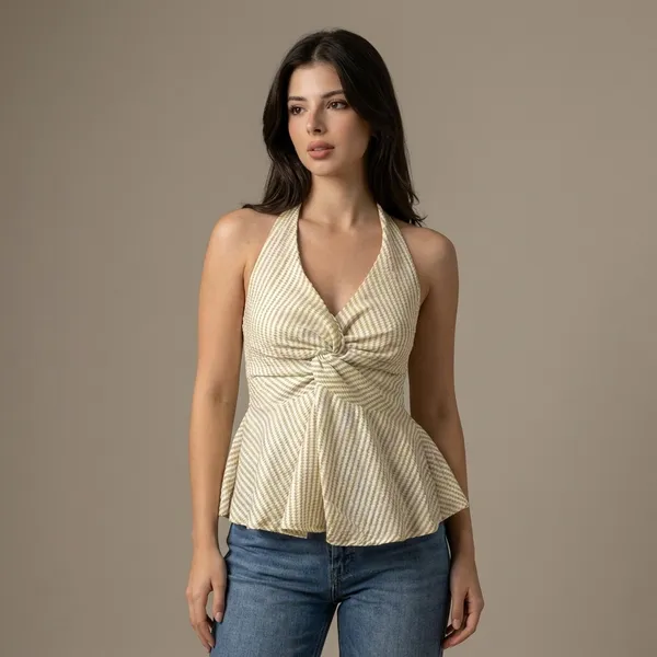 Cream_&_Light_Green_Cotton_Top_&_Tunic_For_Women