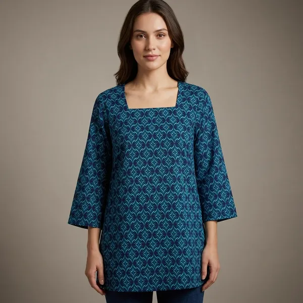 Navy_Blue_Cotton_Printed_kurti_For_Women