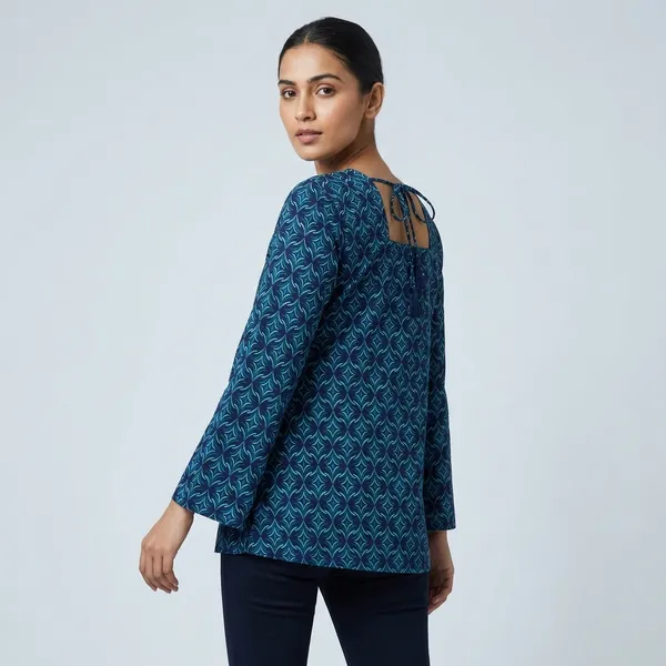 Navy_Blue_Cotton_Printed_kurti_For_Women