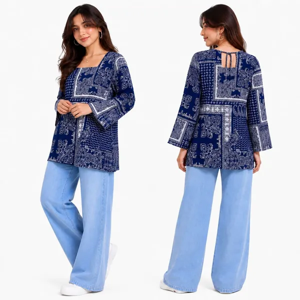 Navy_Blue_Cotton_Printed_Peplum_Top_For_Women
