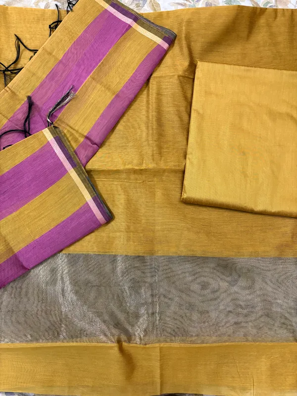 Yellow_Pink_Cotton_Chanderi_Unstitched_Kurta_Set_For_Women