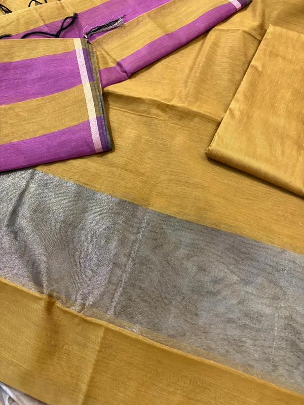 Yellow_Pink_Cotton_Chanderi_Unstitched_Kurta_Set_For_Women