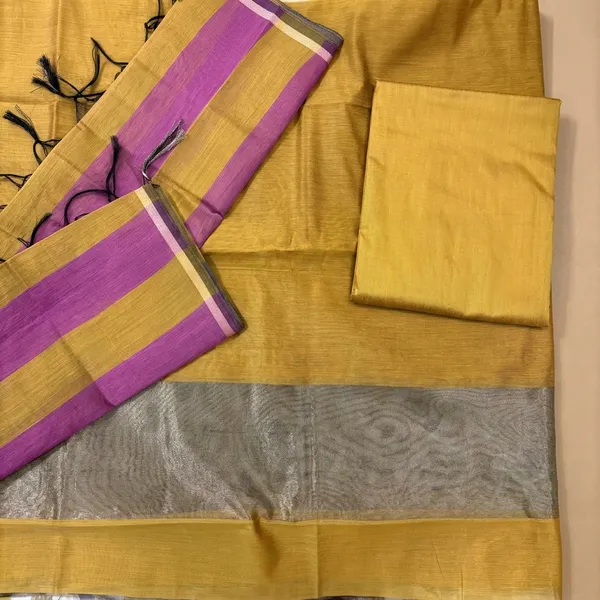 Yellow_Pink_Cotton_Chanderi_Unstitched_Kurta_Set_For_Women