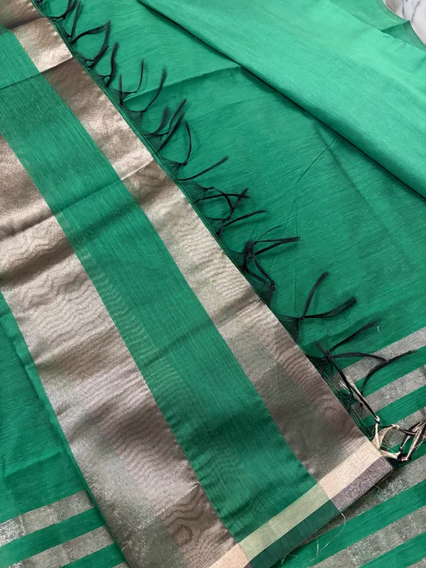 Bottle_Green_Cotton_Chanderi_Unstitched_Kurta_Set_For_Women