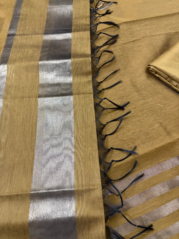 Mustard_Yellow_Cotton_Chanderi_Unstitched_Kurta_Set_For_Women